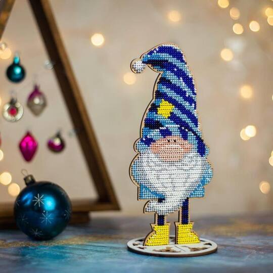 Wonderland Crafts Gnome Bead Embroidery on Wood Kit